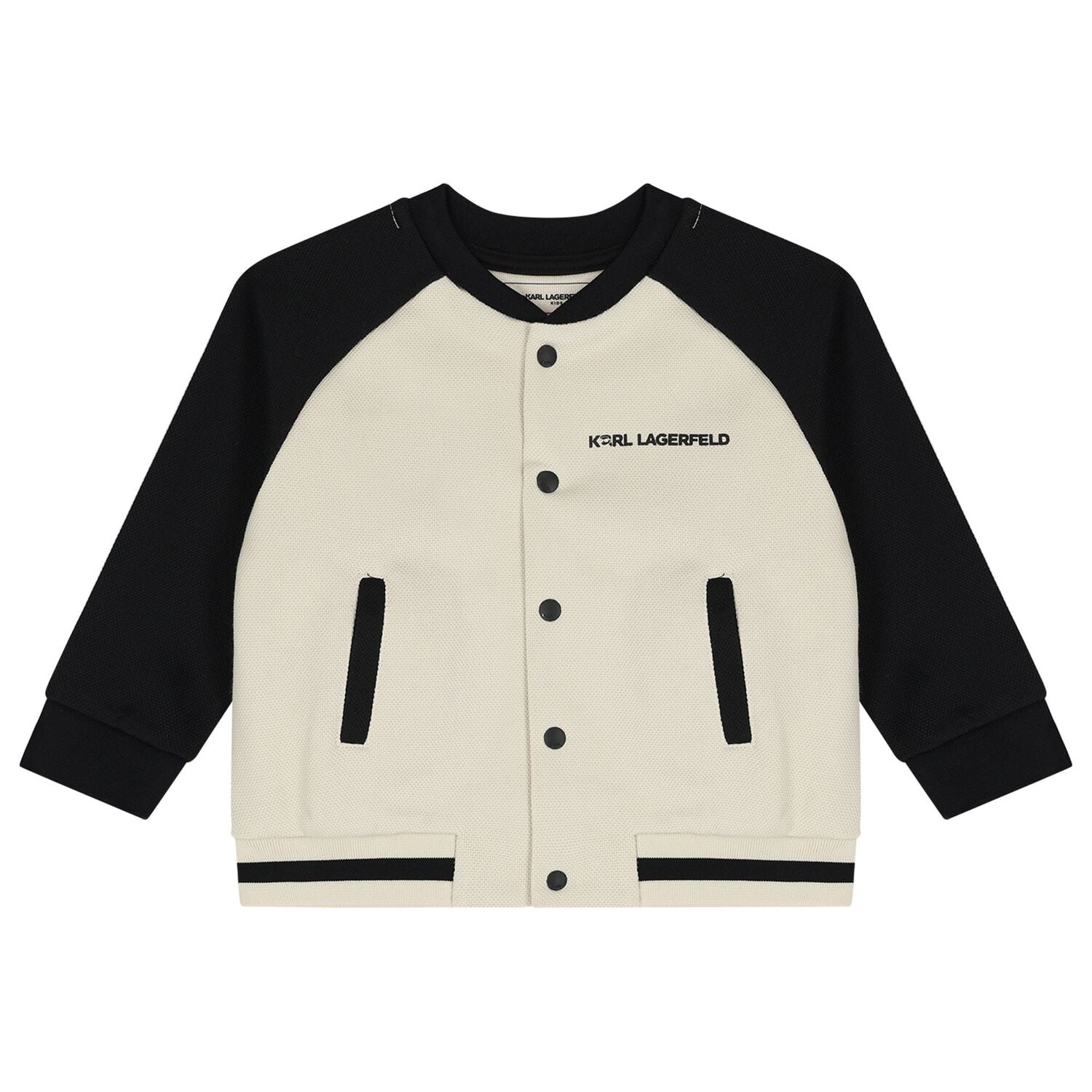Younger Boys Black, Beige & White Logo Tracksuit Set, 1, hi-res