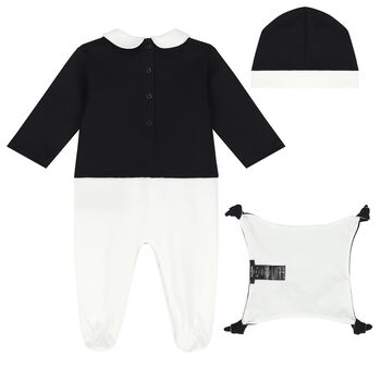 White & Black Logo Babygrow Gift Set