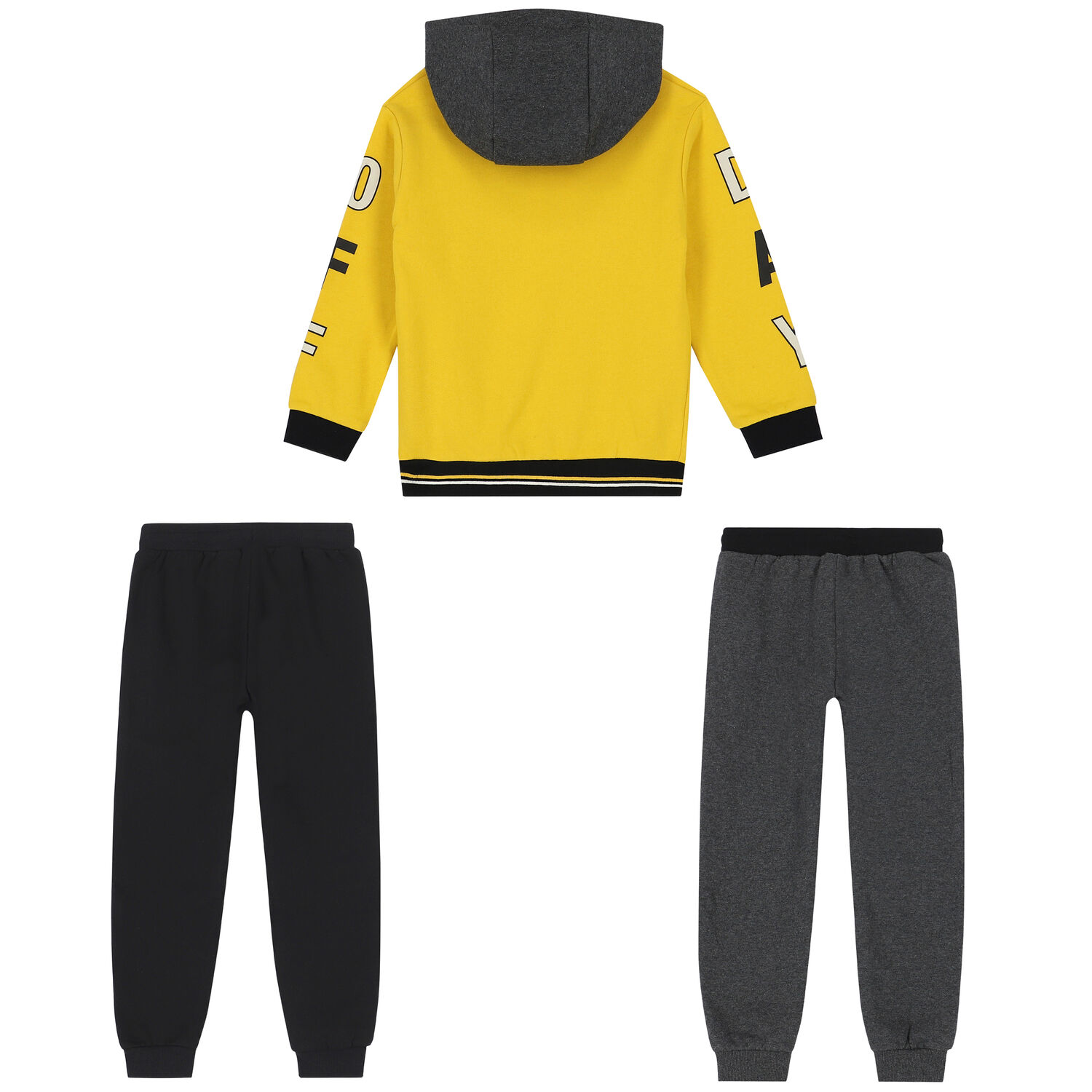 Boys Yellow, Grey & Black 3-Piece Tracksuit, 2, hi-res