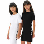Girls Black Logo Dress, 1, hi-res