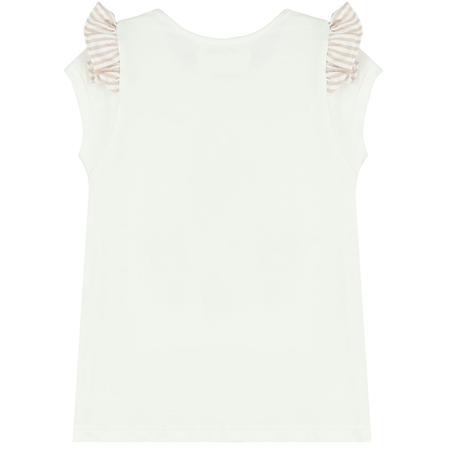 Girls White & Beige Striped Skirt Set, 3, hi-res image number null