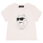 Girls Pink Choupette Logo T-Shirt, 1, hi-res