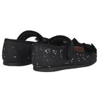 Younger Girls Black Bow Shoes, 2, hi-res