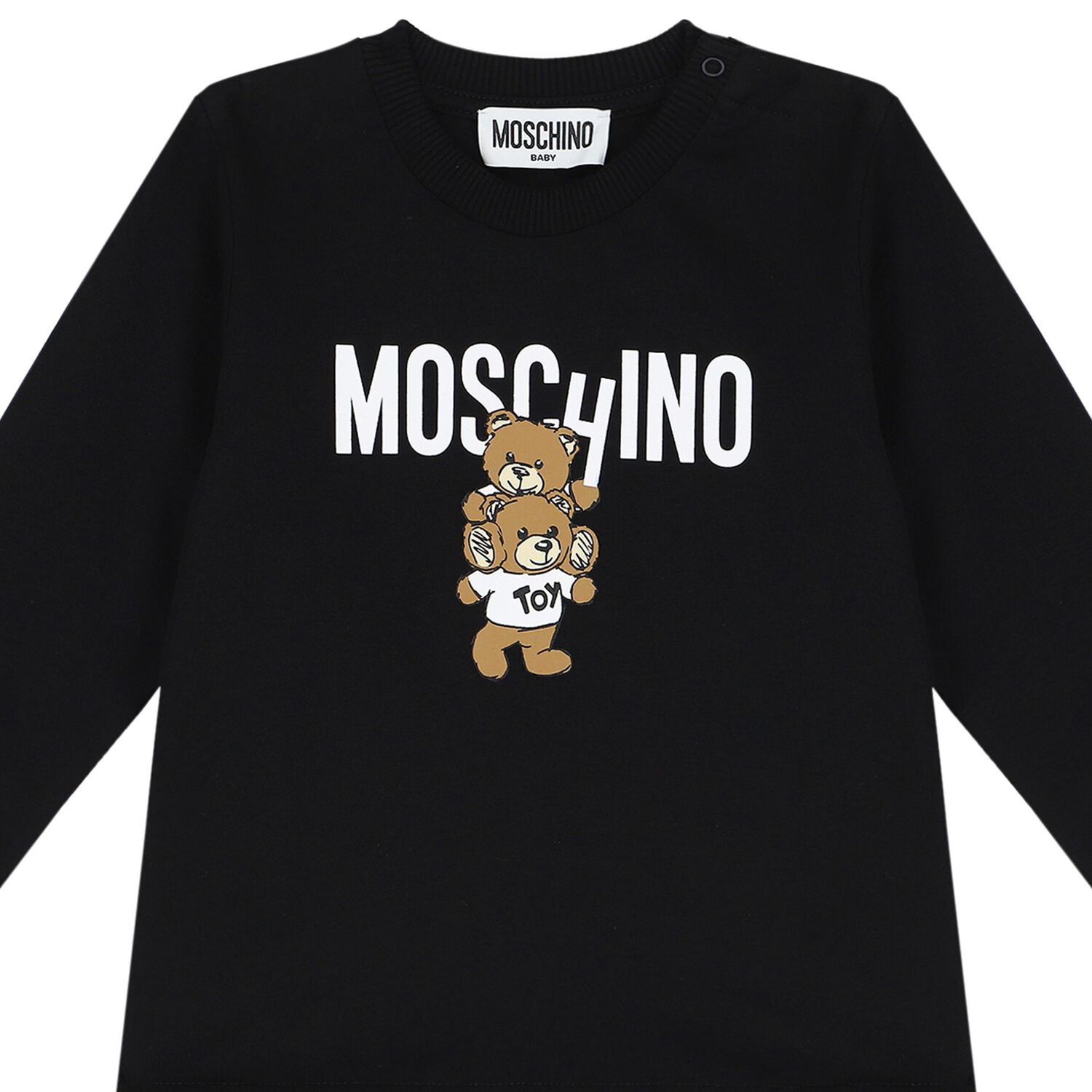 Moschino Black Teddy Bear Logo Long Sleeve Top | Junior Couture