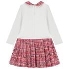 Girls Ivory & Red Tweed Dress , 1, hi-res