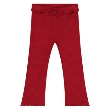 Younger Girls Red Ribbed Leggings