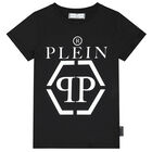 تيشيرت بالشعار باللون الأسود للأولاد, 1, hi-res