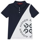 Boys Navy Blue & White Polo Shirt, 1, hi-res