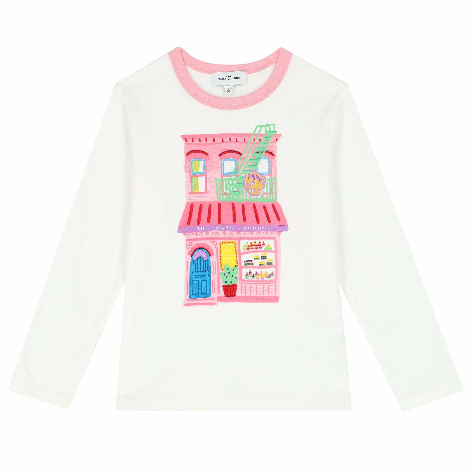 トップス Marc Jacobs Graphic L/S Shirt MARC JACOBS Girls White Graphic Long Sleeve Top | Junior Couture USA