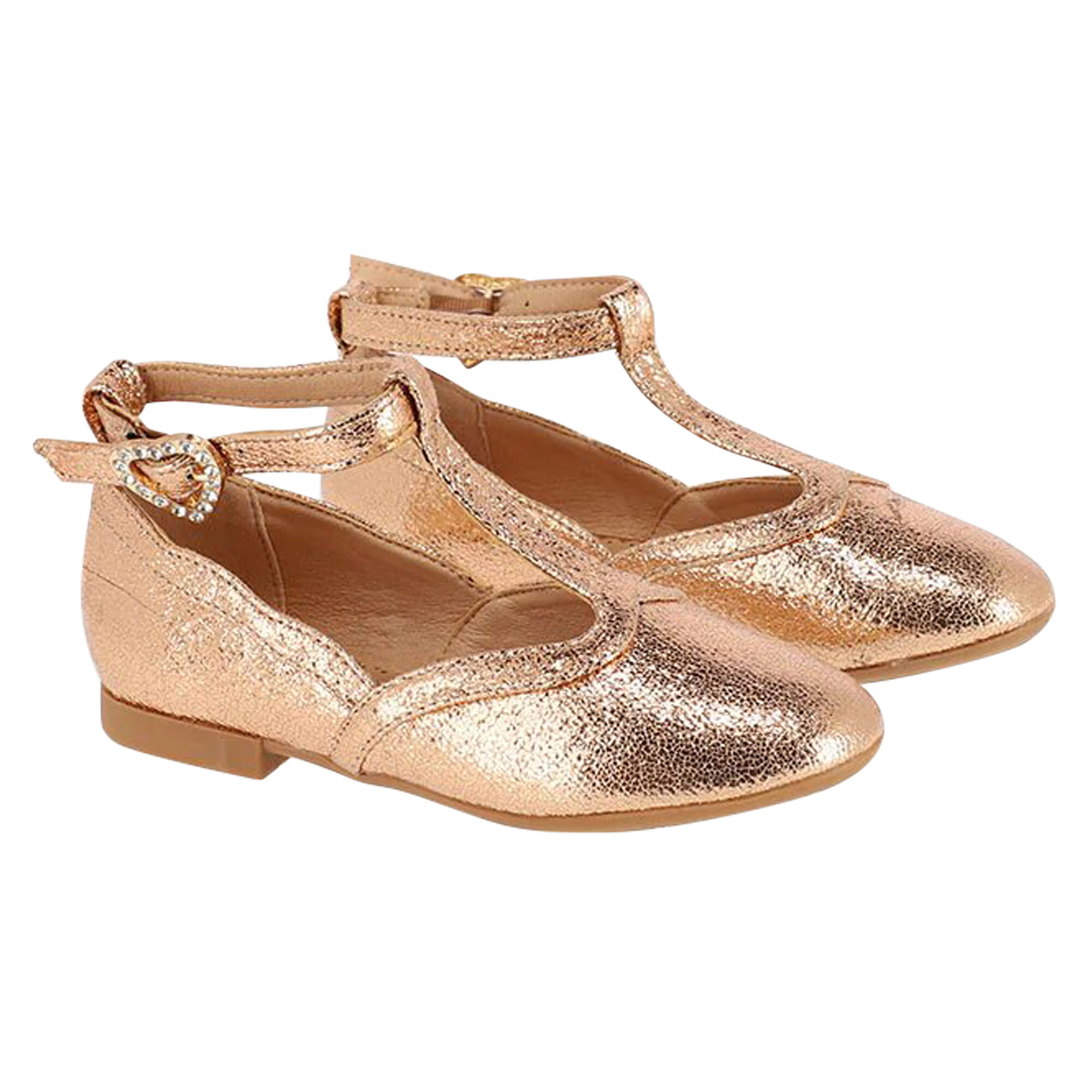 Girls rose top gold pumps