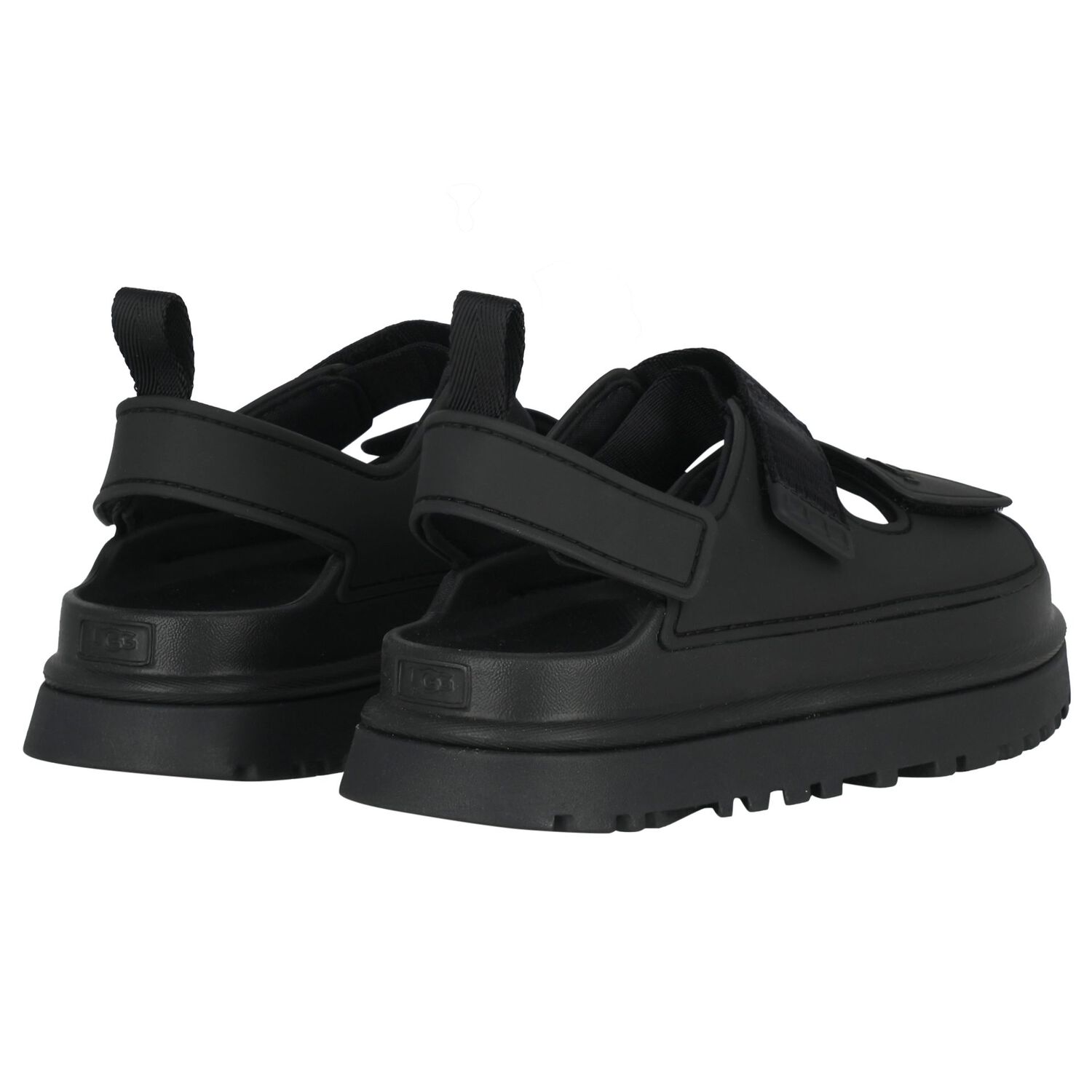 Black Chunky Logo Sandals , 1, hi-res
