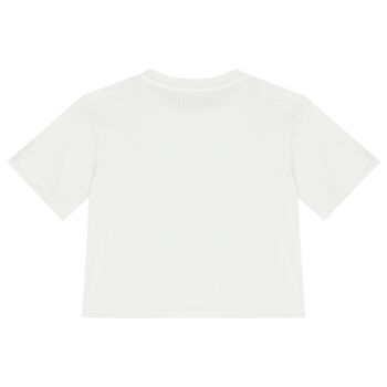 Girls White Embellished Logo T-Shirt