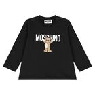 Younger Black Teddy Bear Logo Long Sleeve Top, 6, hi-res