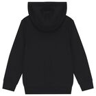 Boys Black Logo Hooded Zip Up Top, 1, hi-res