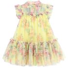 Girls Yellow Floral Tulle Dress, 5, hi-res