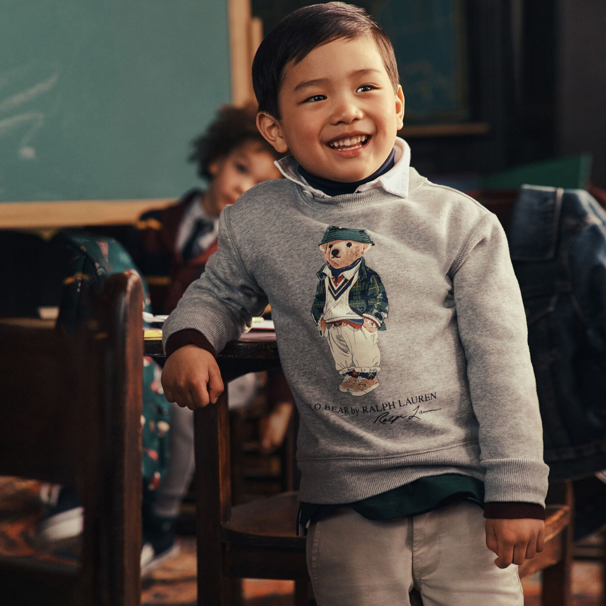 Ralph Lauren Boys Grey Polo Bear Sweatshirt Junior Couture USA