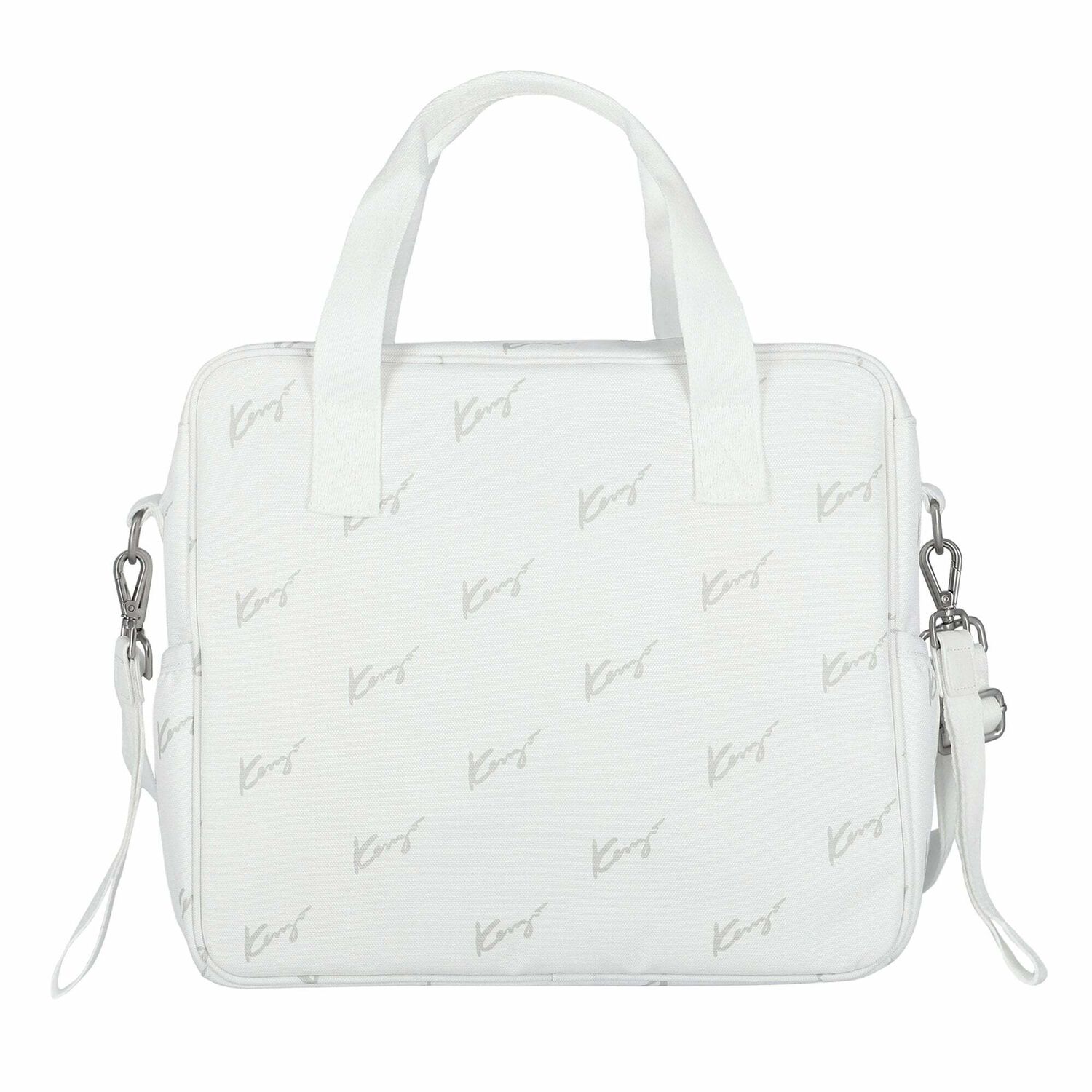 White & Grey Logo Baby Changing Bag, 3, hi-res