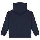 Boys Navy Blue Logo Hooded Top, 2, hi-res