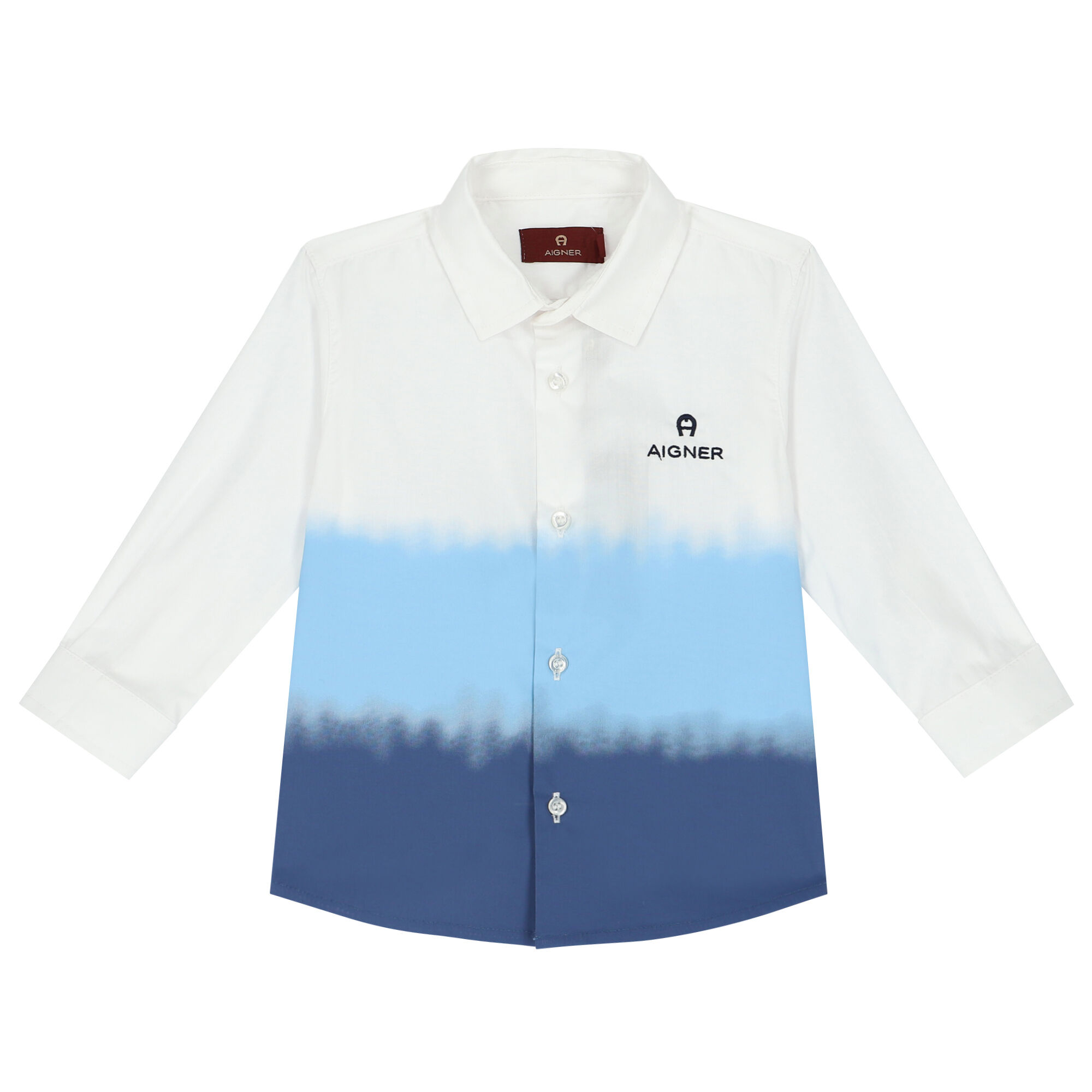 Aigner Younger Boys White & Blue Logo Shirt | Junior Couture USA