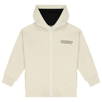 Ivory Logo Hooded Zip Up Top