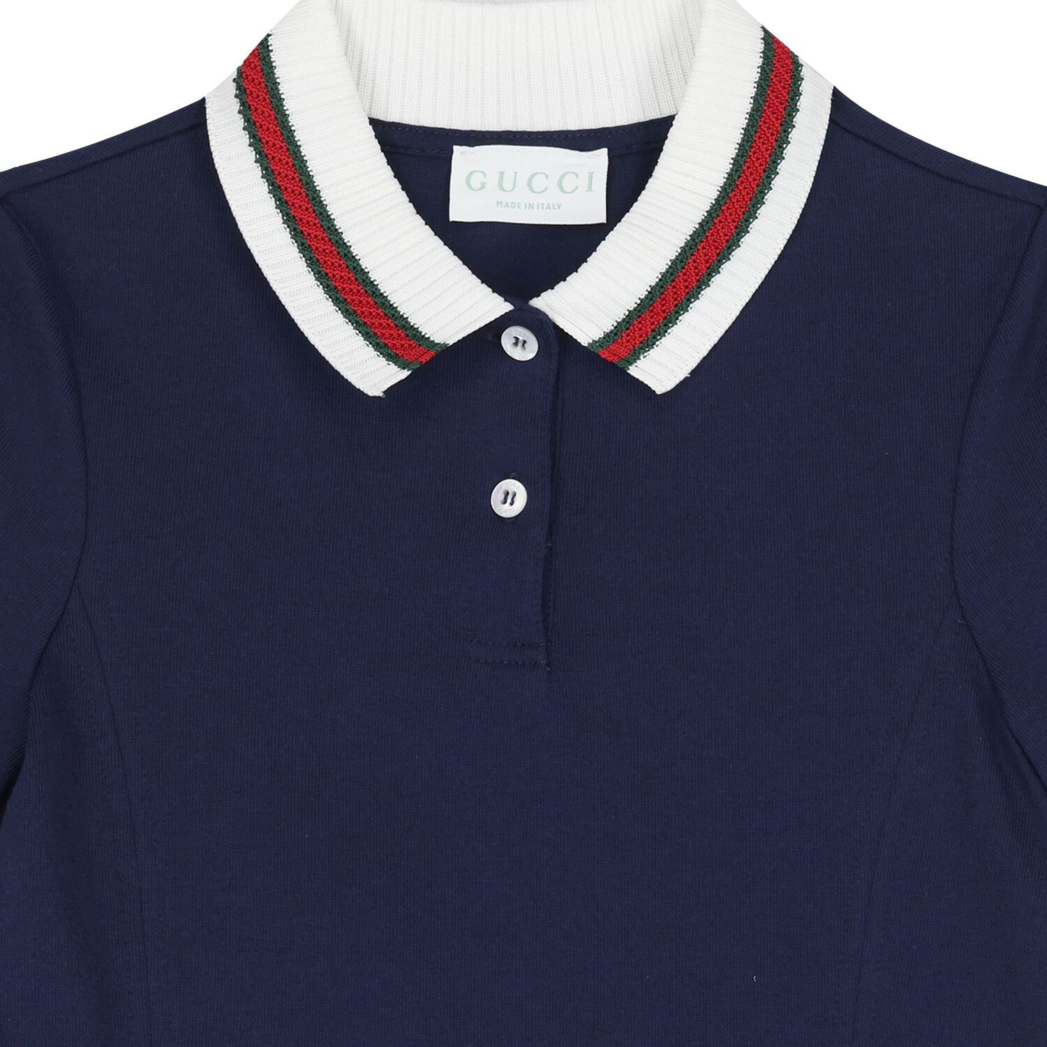 Girls Navy Blue Web Striped Dress, 1, hi-res