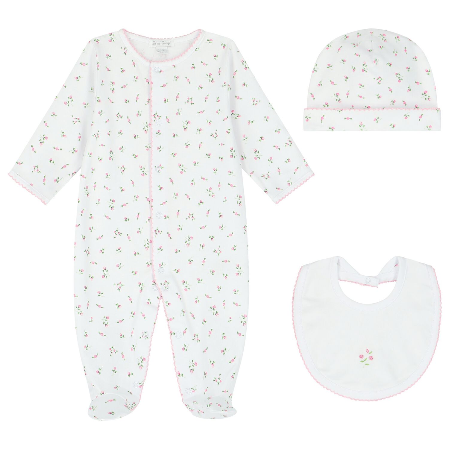 Baby Girls White & Pink Roses Babygrow Gift Set, 1, hi-res image number null
