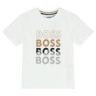 Younger Boys White Logo T-Shirt, 1, hi-res