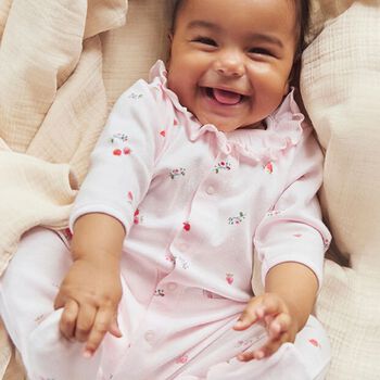 Baby Girls Pink Strawberry Babygrow
