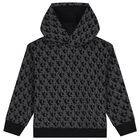 Boys Black & Grey Logo Hooded Top, 1, hi-res