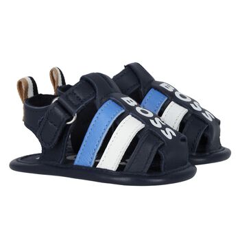 Baby Boys Navy Blue Logo Sandals