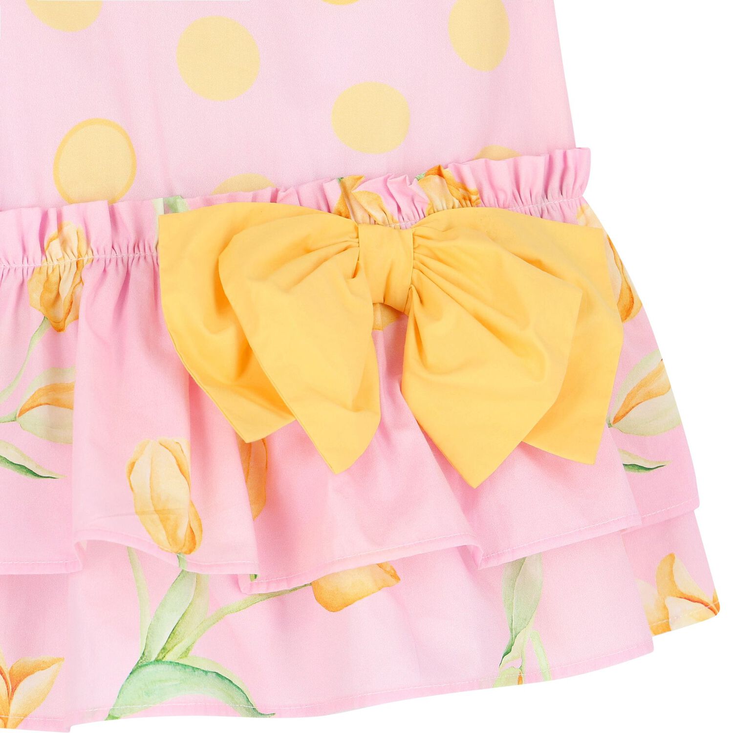 Girls Pink & Yellow Bow Dress, 1, hi-res image number null