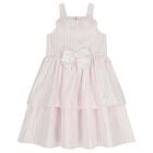 Girls Pink & White Stripe Dress Set, 1, hi-res