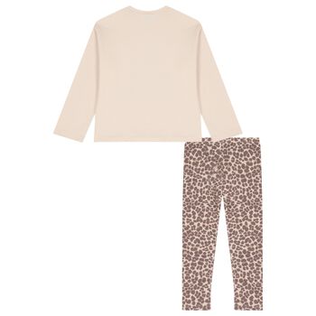 Girls Ivory & Beige Leggings Set