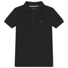 Boys Black Logo Polo Shirt, 1, hi-res