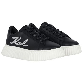 Girls Black Logo Trainers