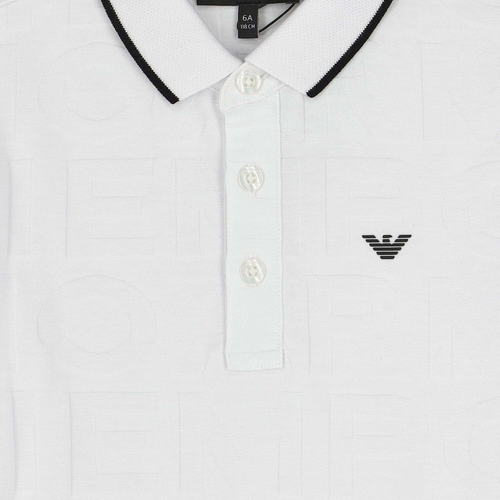 Emporio Armani Boys White Logo Polo Shirt Junior Couture Bahrain