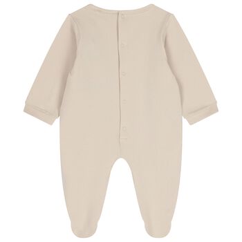 Baby Boys Beige Logo Babygrow