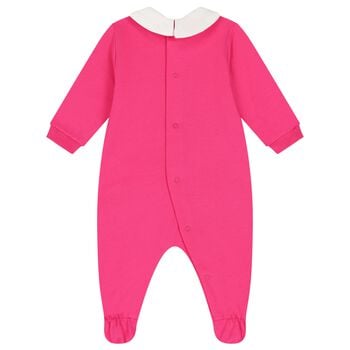 Baby Girls Pink Teddy Bear Logo Babygrow