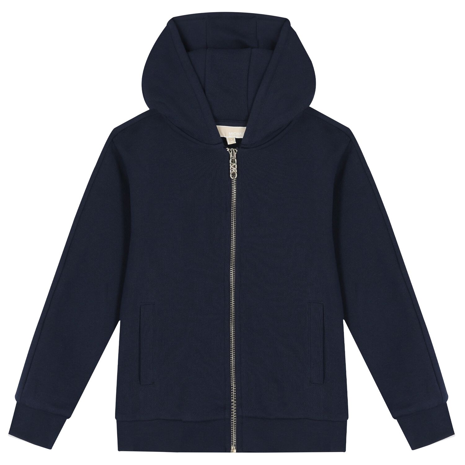 Girls Navy Blue Logo Hooded Zip Up Top, 2, hi-res image number null