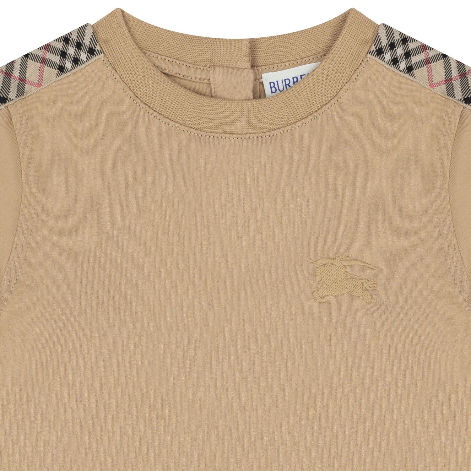 Beige Check Logo Baby T-Shirt, 1, hi-res image number null