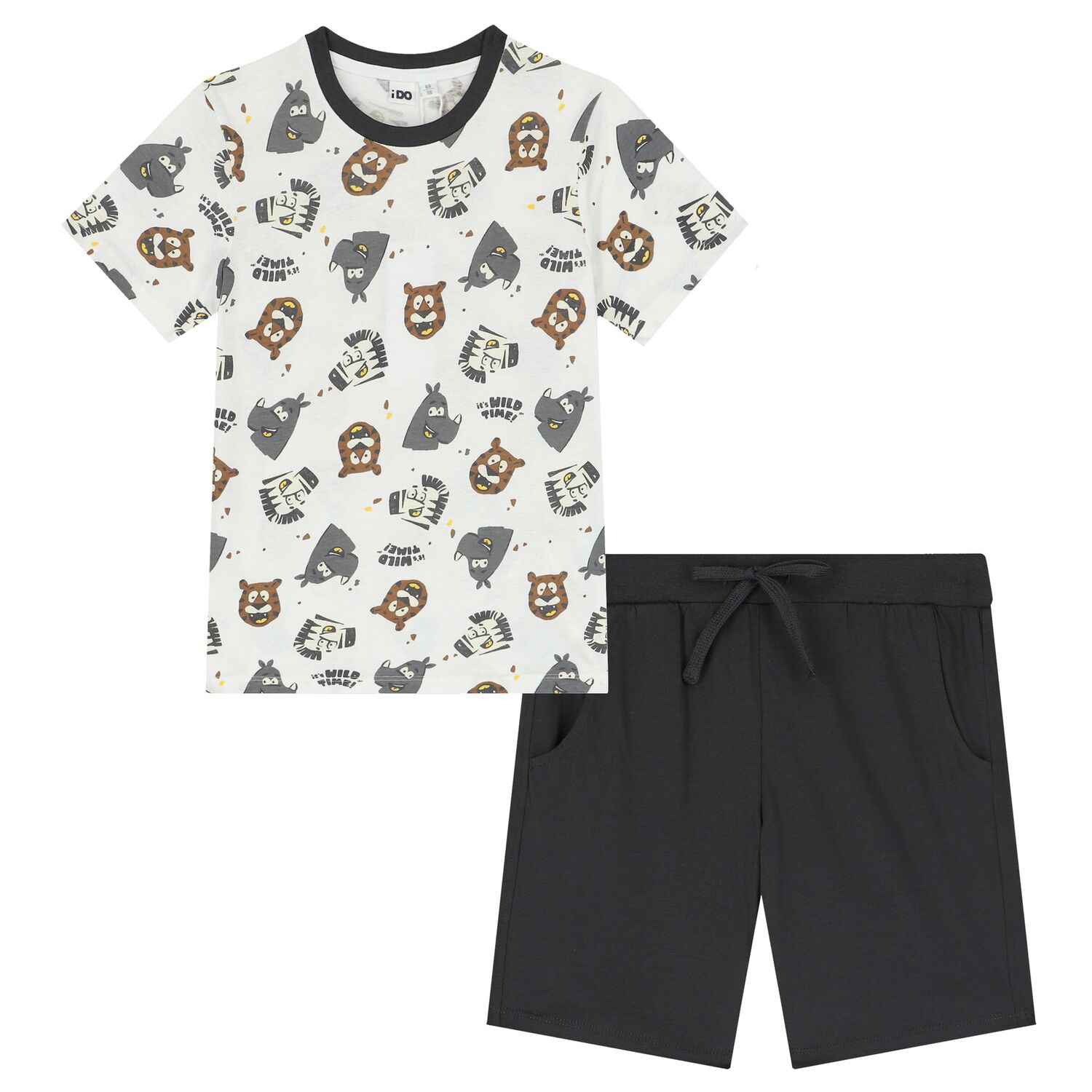 Boys White & Grey Shorts Set, 1, hi-res image number null