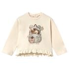 Younger Girls Ivory Bag Ruffled Long Sleeve Top, 2, hi-res