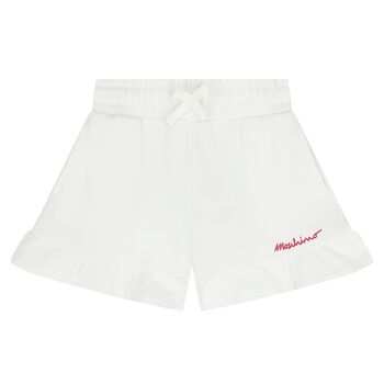 Girls White Logo Shorts