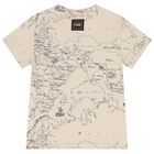 Boys Beige Compass Geo Map T-Shirt, 1, hi-res