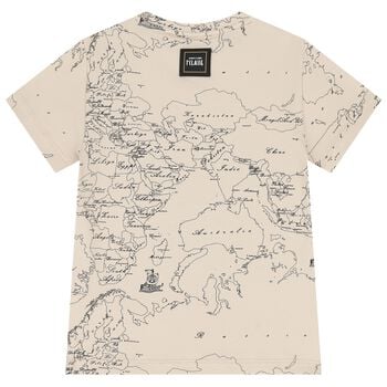Boys Beige Compass Geo Map T-Shirt