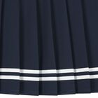 Girls Navy Blue Logo Pleated Dress, 1, hi-res