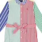 Girls Multi-Coloured Striped Dress, 1, hi-res