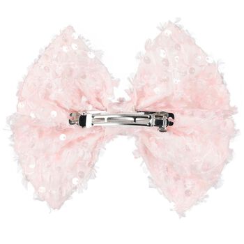 Girls Pink Sequin Bow Hair Clip