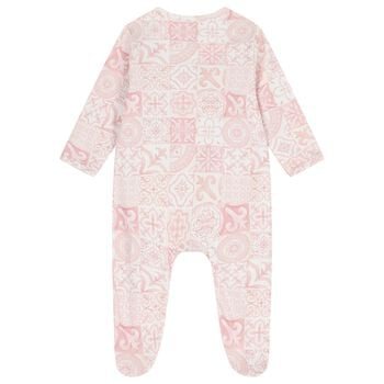Baby Girls Pink & White Babygrow