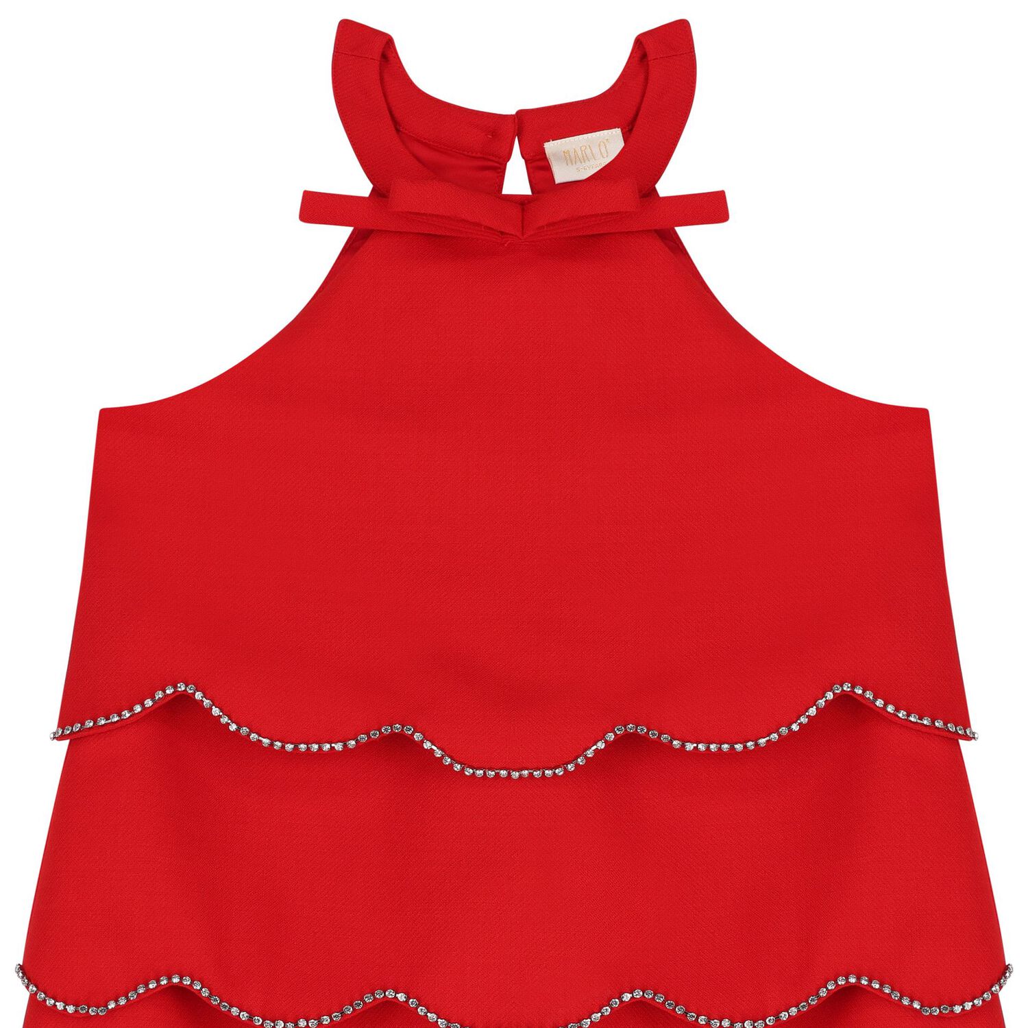 Girls Red Logo Diamante Dress , 1, hi-res
